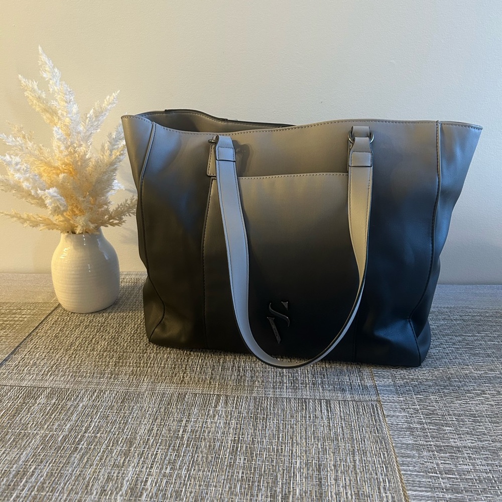 Vera Wang 🌷Large Black Tote Bag Leather Shoulder Work Laptop